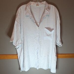 Cotton On Blue and White Striped Button-Down Shirt